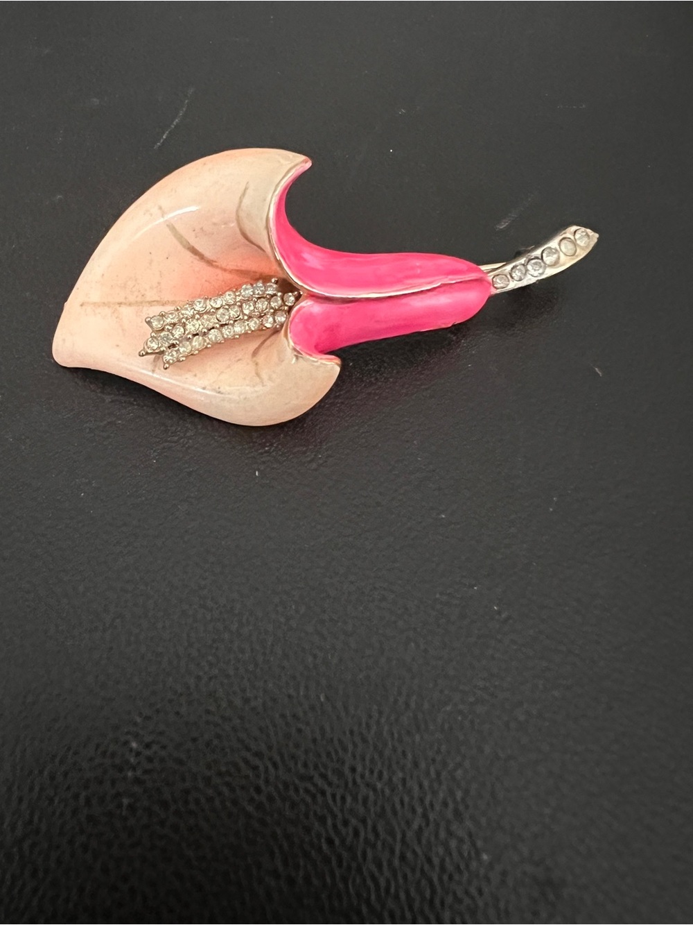Vintage 1940s-1950s Rhinestone Lily Trembler Brooch Pink Coro?
